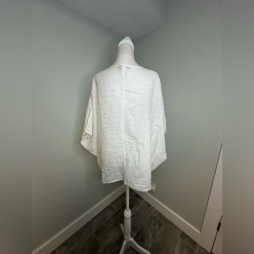 J. Jill  Elements 100% Linen Pullover White Relaxed Fit Lagenlook Top Size S - L - Picture 5 of 13